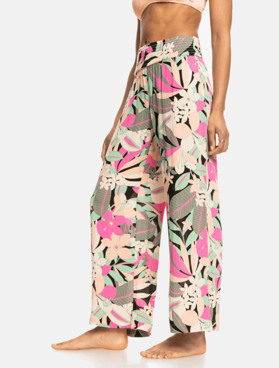 ROXY Along The Beach Beach Pant for Women | Anthracite Palm Song Multi