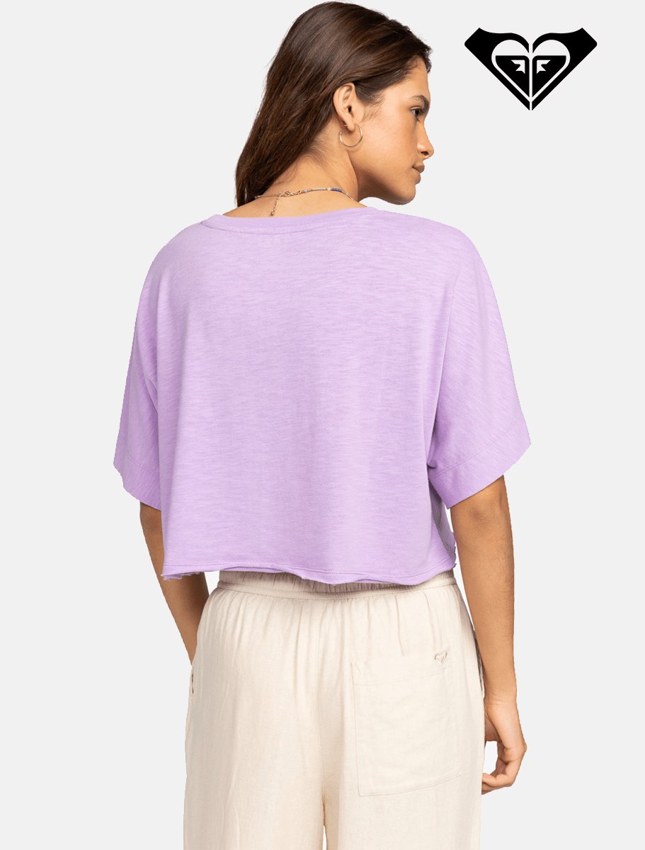 ROXY Tiki & Surf Oversized Cropped T-Shirt | Crocus Petal - The Boredroom Store Billabong