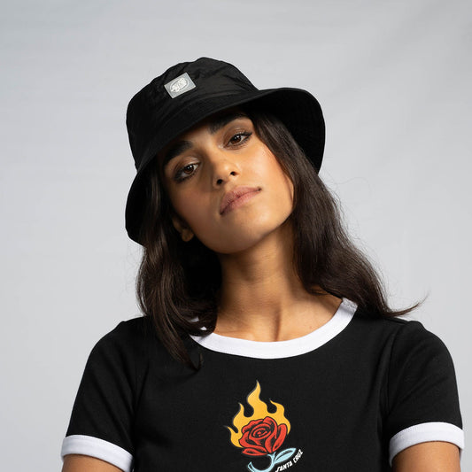 Santa Cruz Womens Hat Opus Dot Label Bucket Hat Black